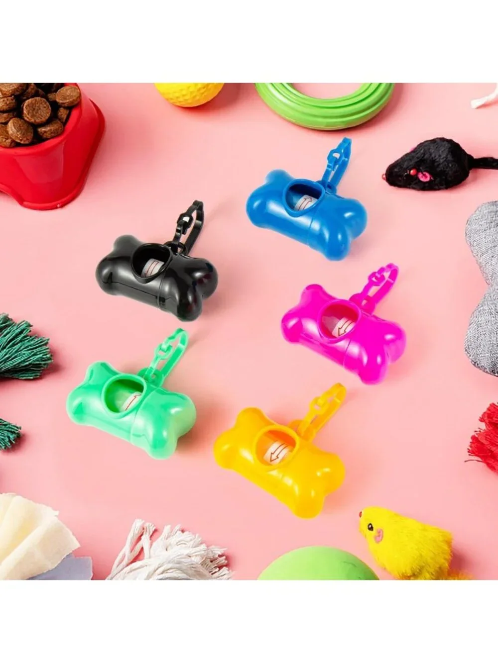 40 Pack Bone Shaped Poop Bags with Dispenser | Pet Waste Disposal Bags - Random